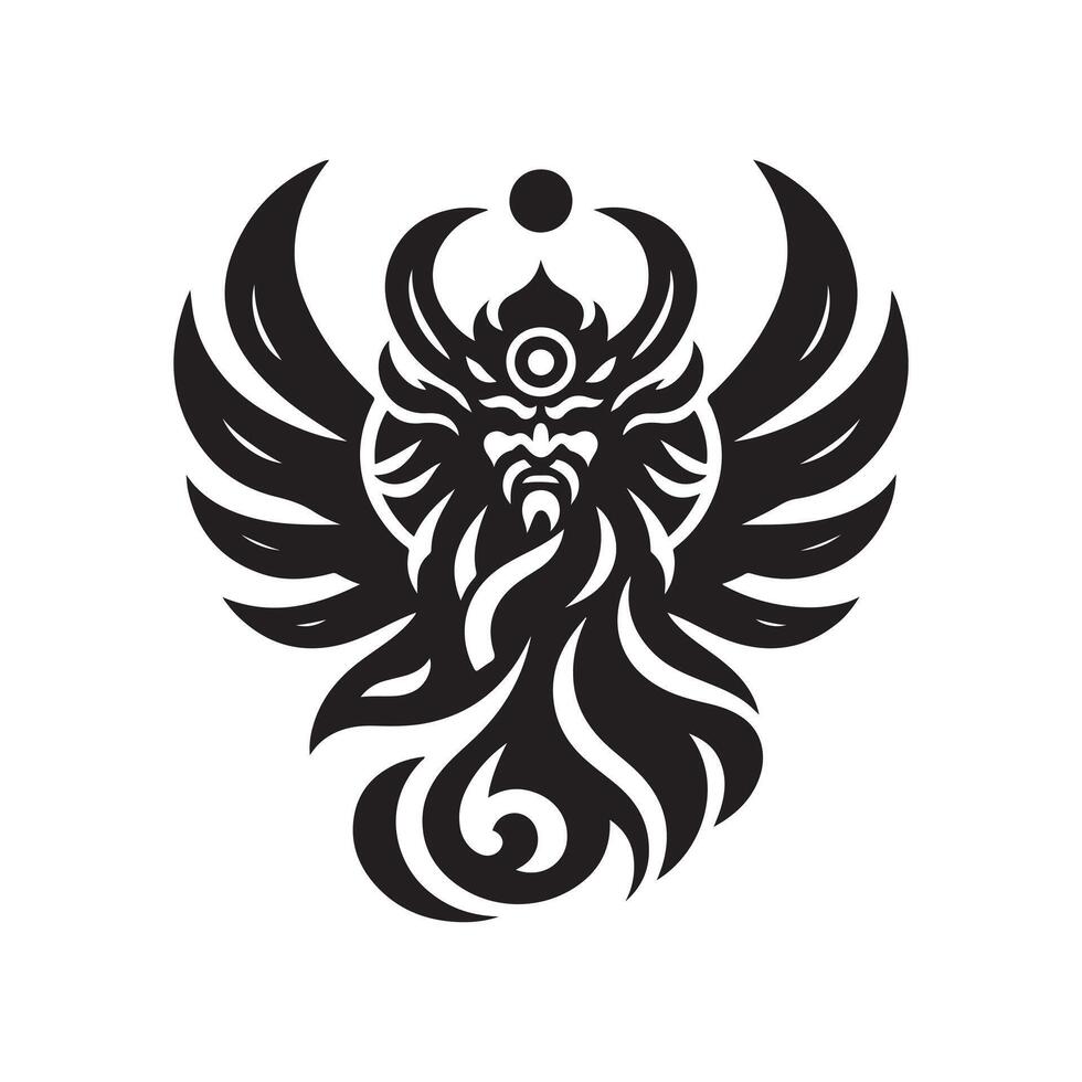 Japanese Tengu silhouette graphic vector