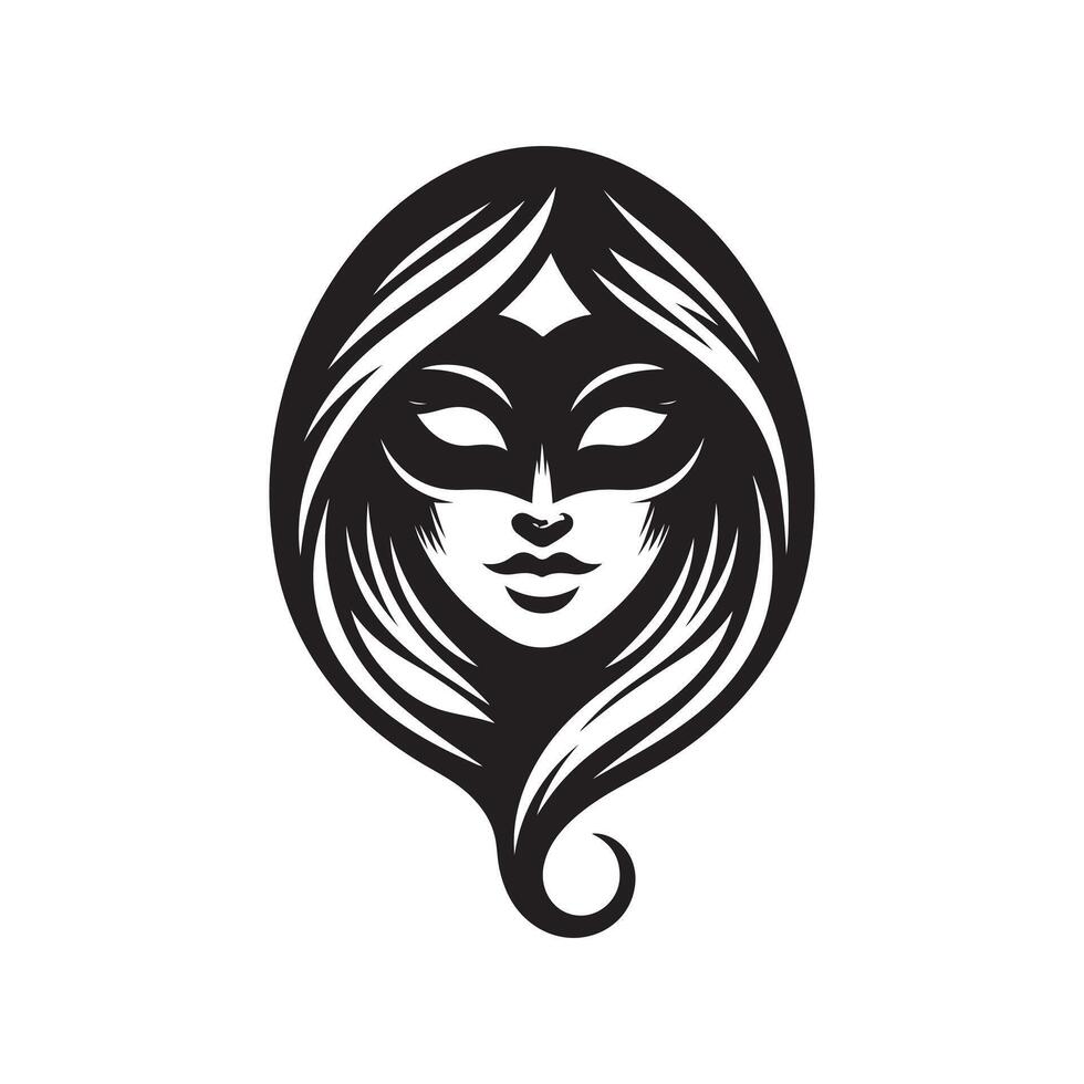 Traditional Tengu hacker mask Silhouette vector