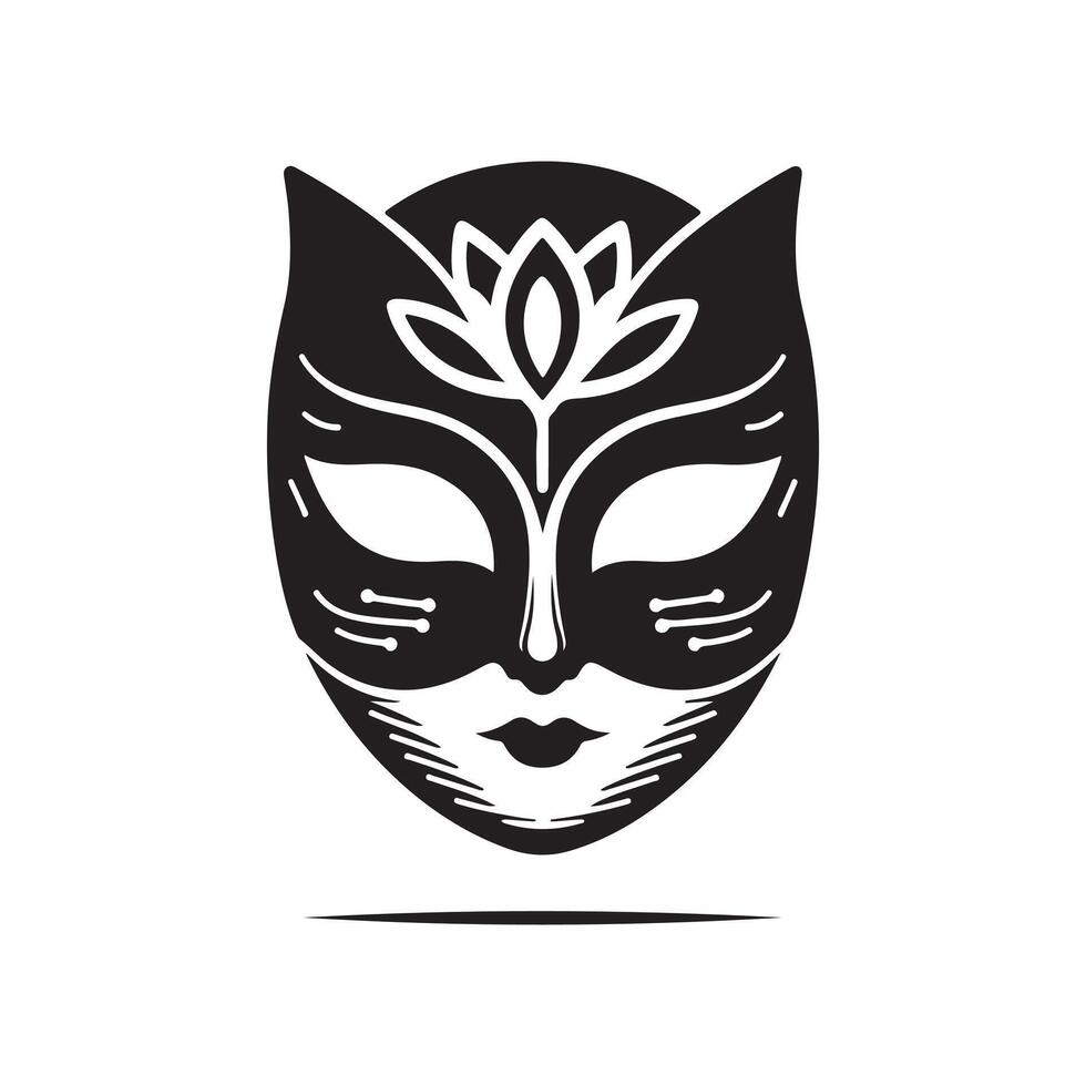 Tengu hacker mask silhouette vector