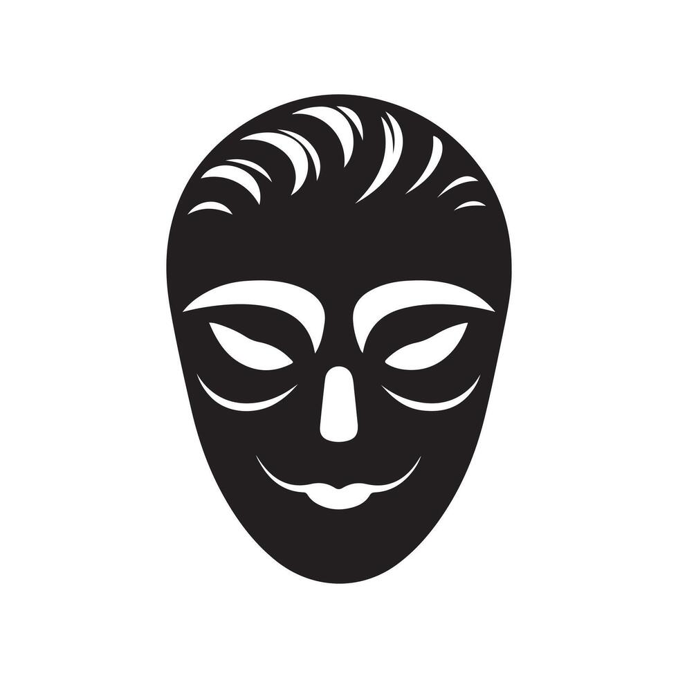 Tengu mask silhouette vector