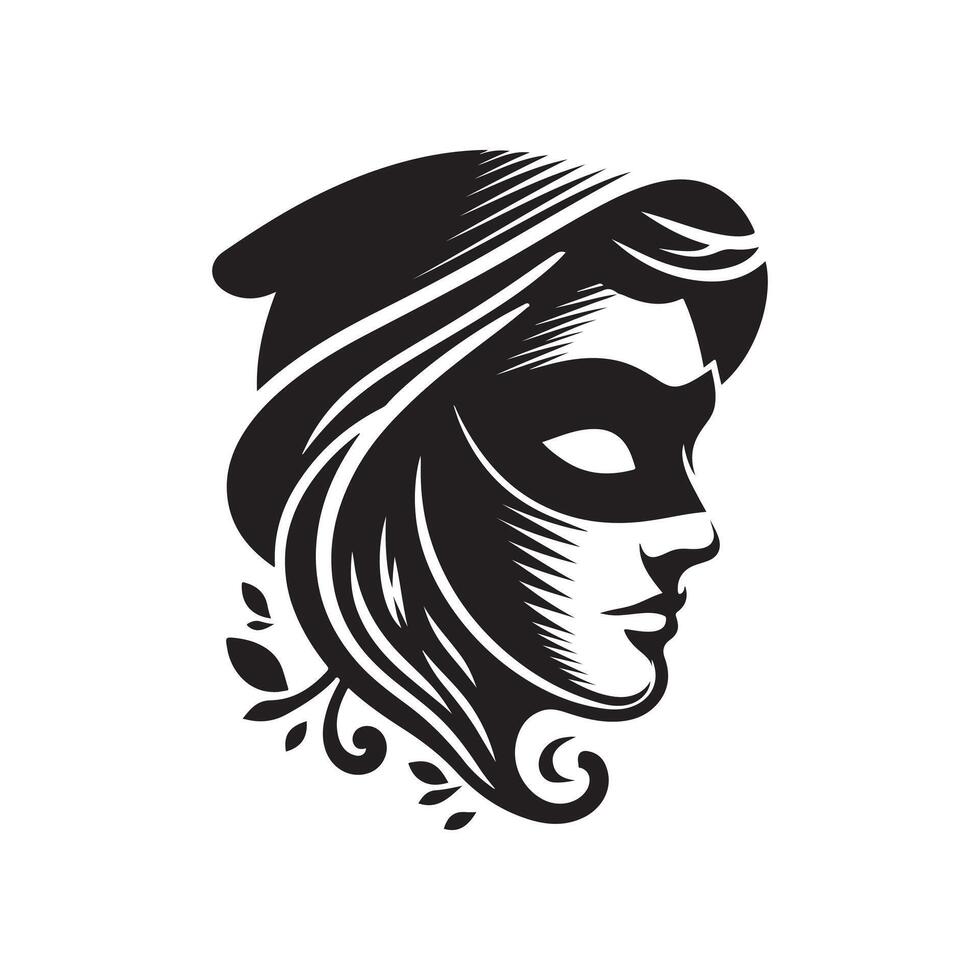 Hacker Tengu mask illustration vector