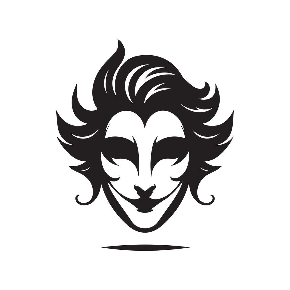 Silhouette Joker mask art vector