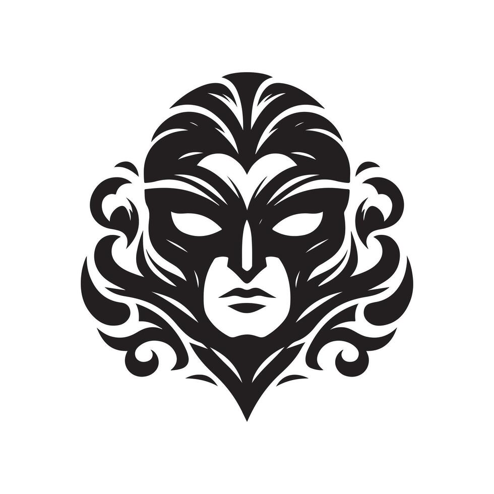 Silhouette Joker mask portrait vector