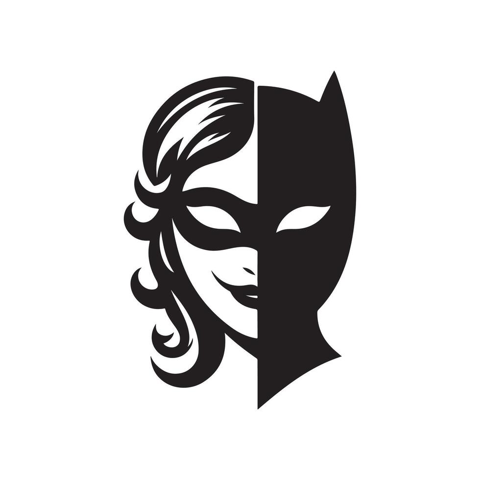 Silhouette Joker mask portrait Art vector