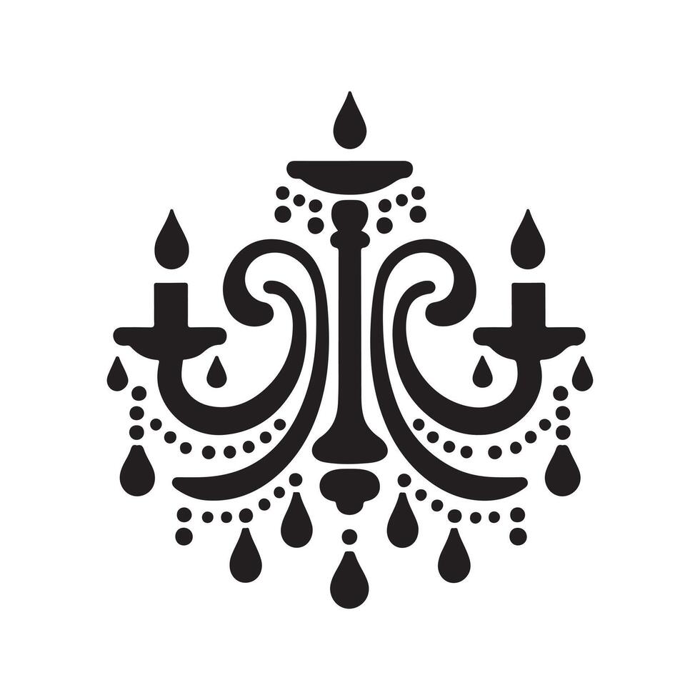 Stylish Chandelier Silhouette Outline vector