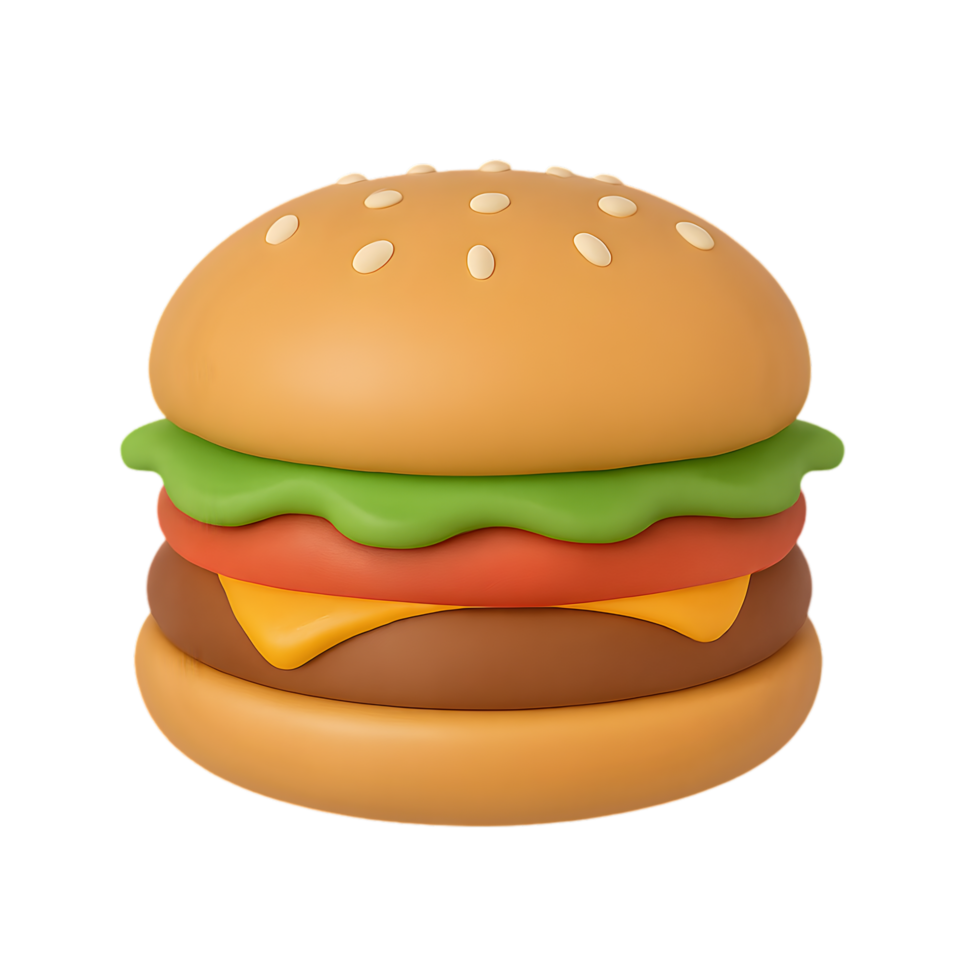 Delicious hamburger with transparent background food styling digital art studio environment close-up view culinary concept png