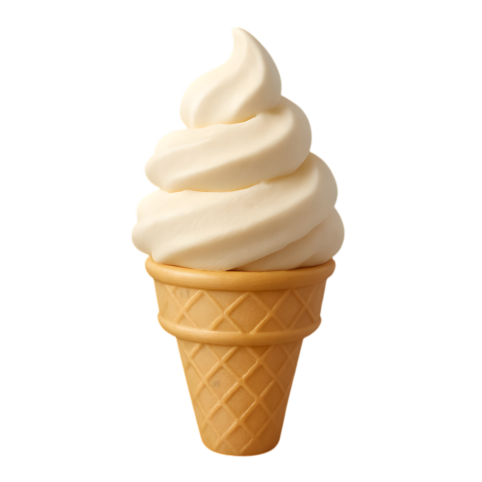 Delicious ice cream cone transparent background food photography studio setting close-up view dessert delight png