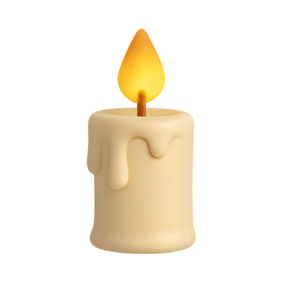 Dripping wax candle icon transparent background graphic design artistic environment close-up view candlelight concept png