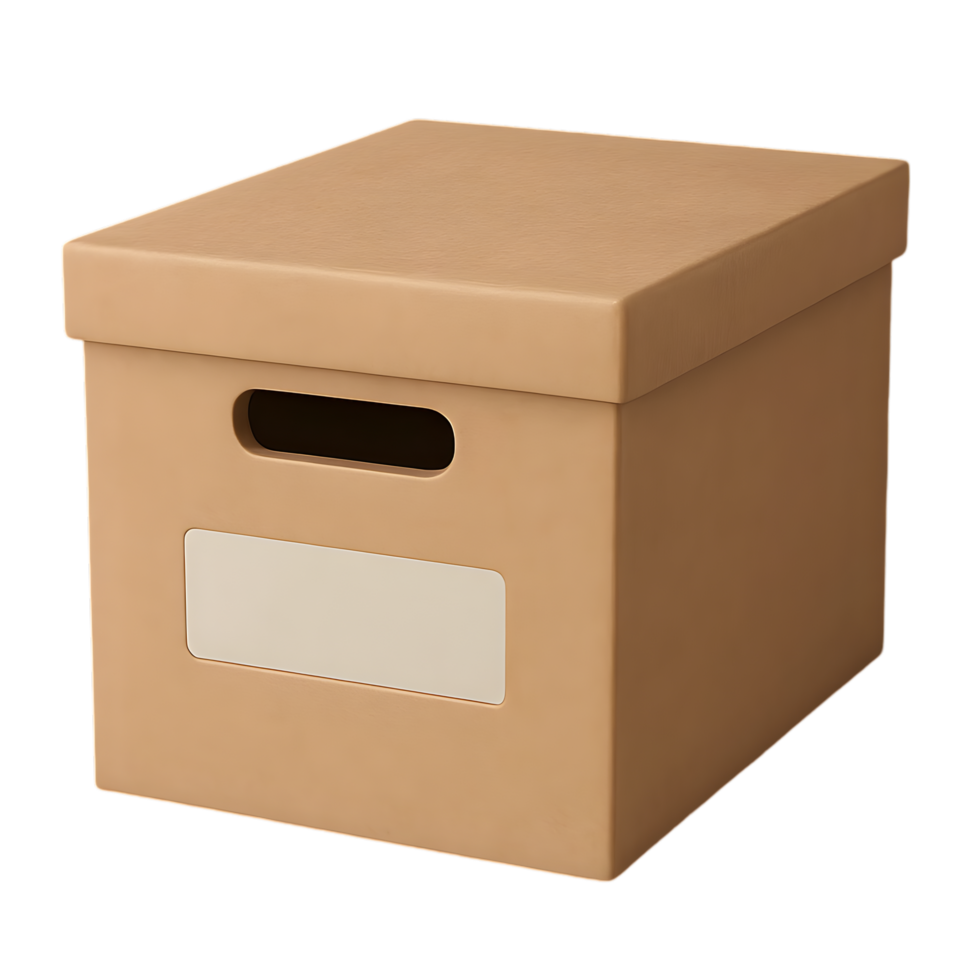 Organized document storage box for home office cardboard material minimalist design neutral color practical storage solution png