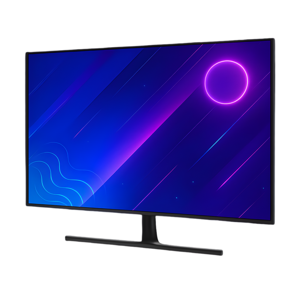 Modern flat screen tv display in digital art virtual space high tech environment artistic perspective futuristic concept png