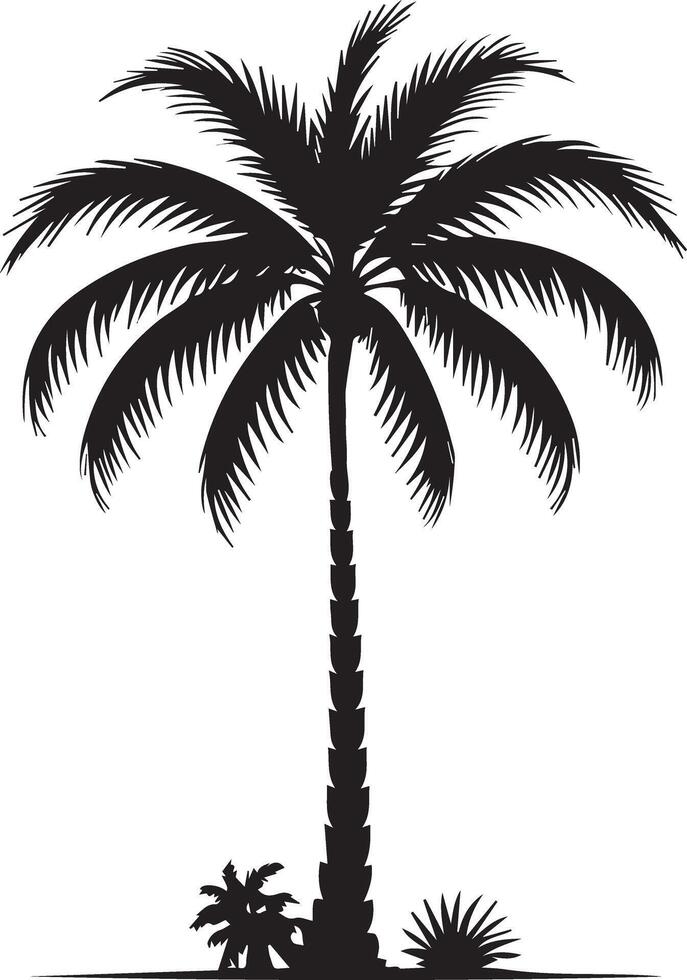 A black coconut tree vector