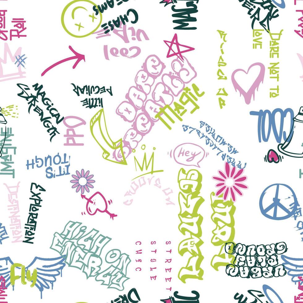 Graffiti printable seamless pattern vector