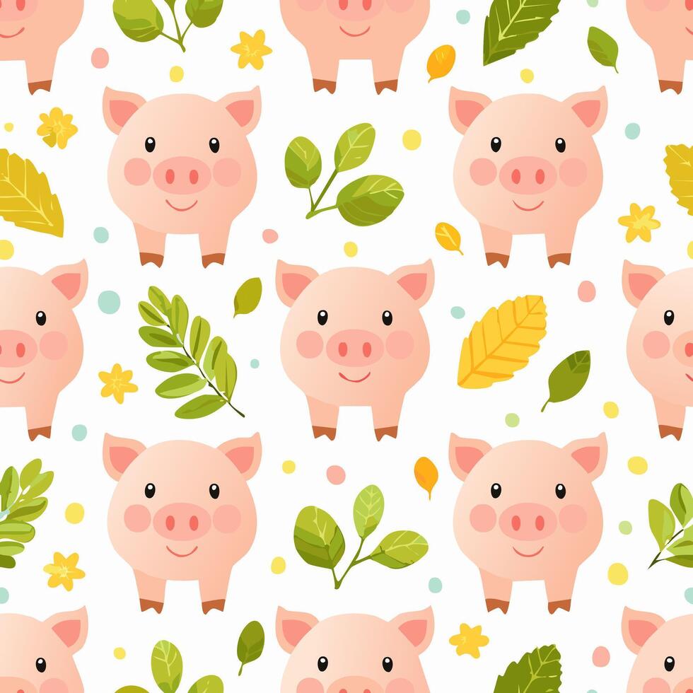 seamless pattern pastel pig vector