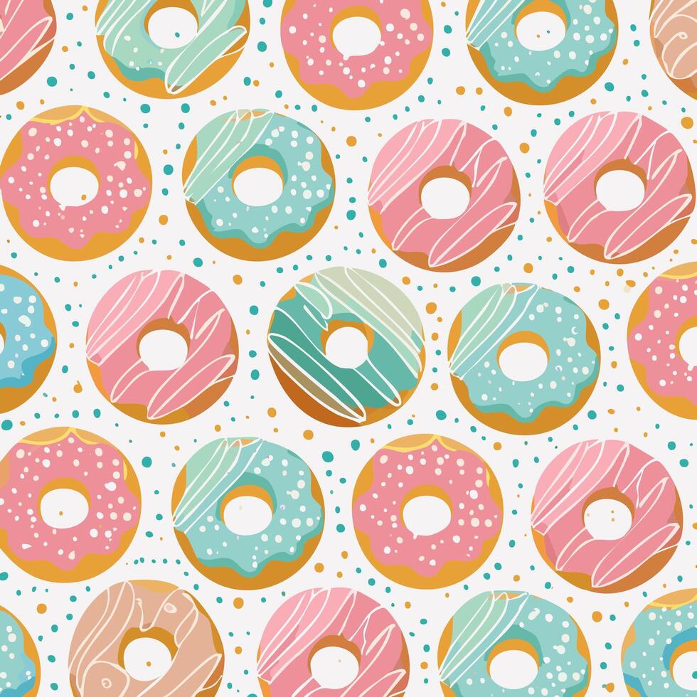Seamless pattern pastel colored donuts vector