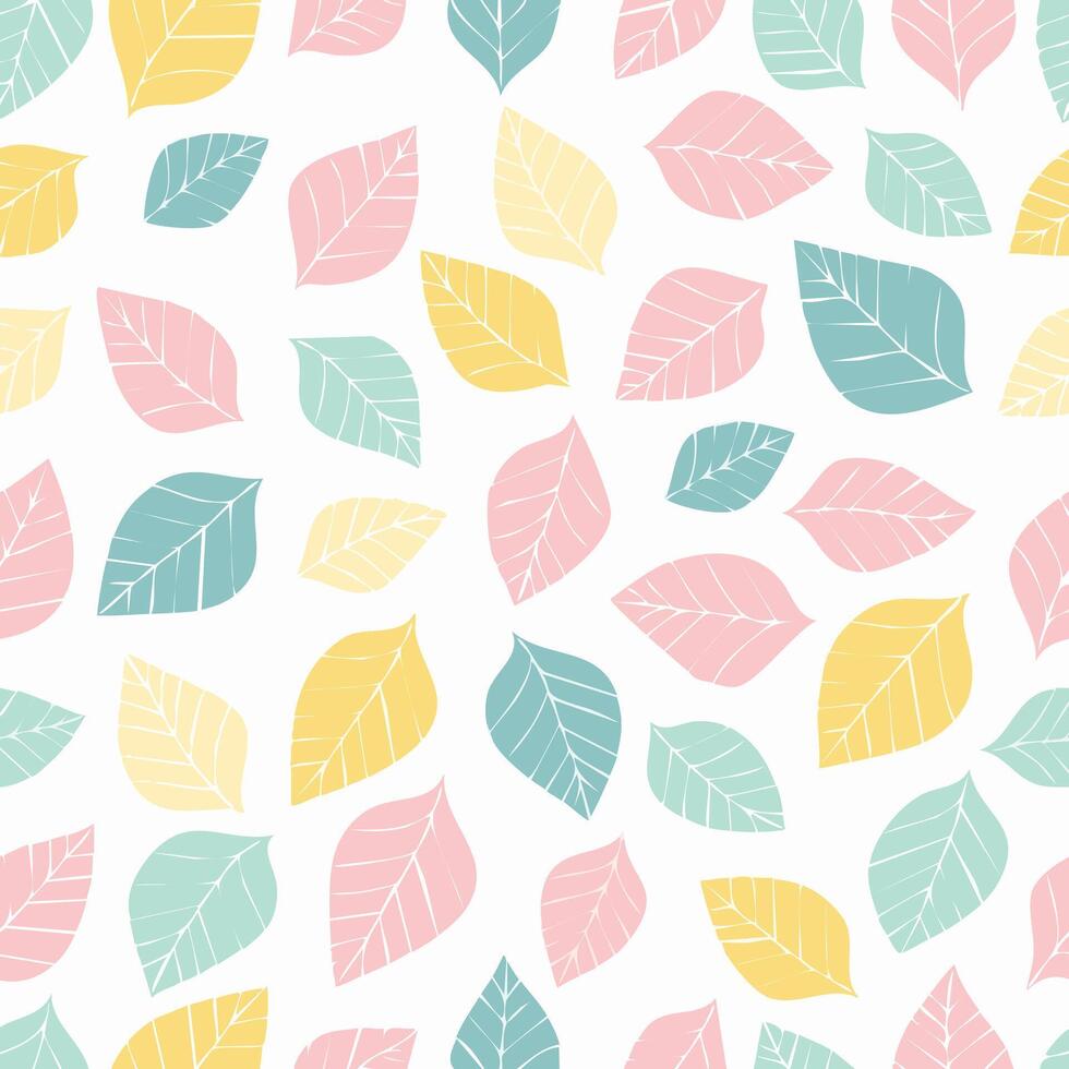Seamless pattern of pastel colored leaves vector