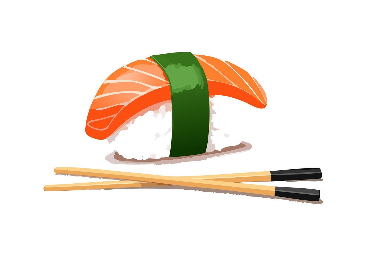 Nigiri sushi with crossed chopsticks vector