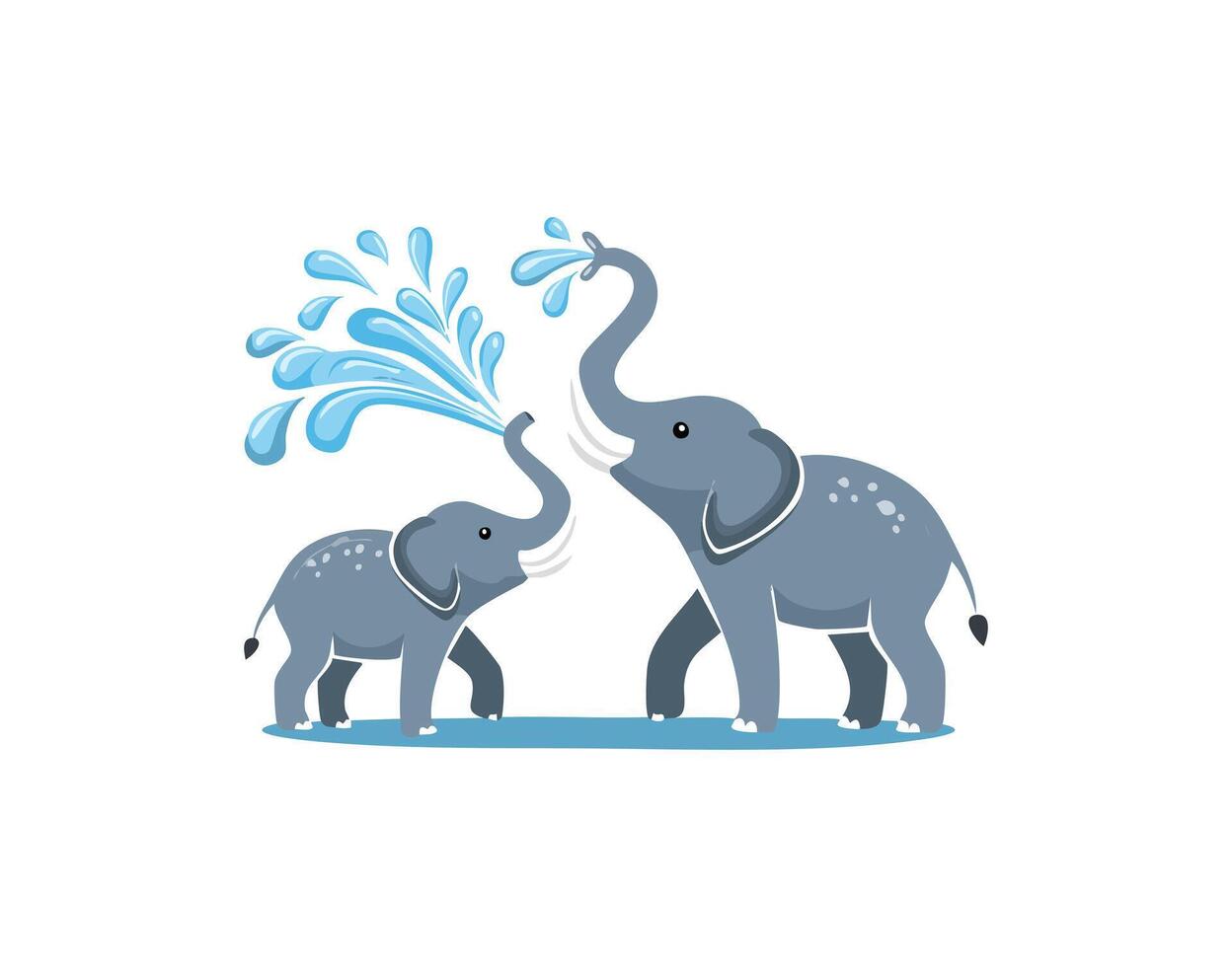 Elephants spray water from their trunks vector