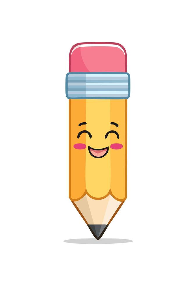 Pencil drawing with eraser smiling vector