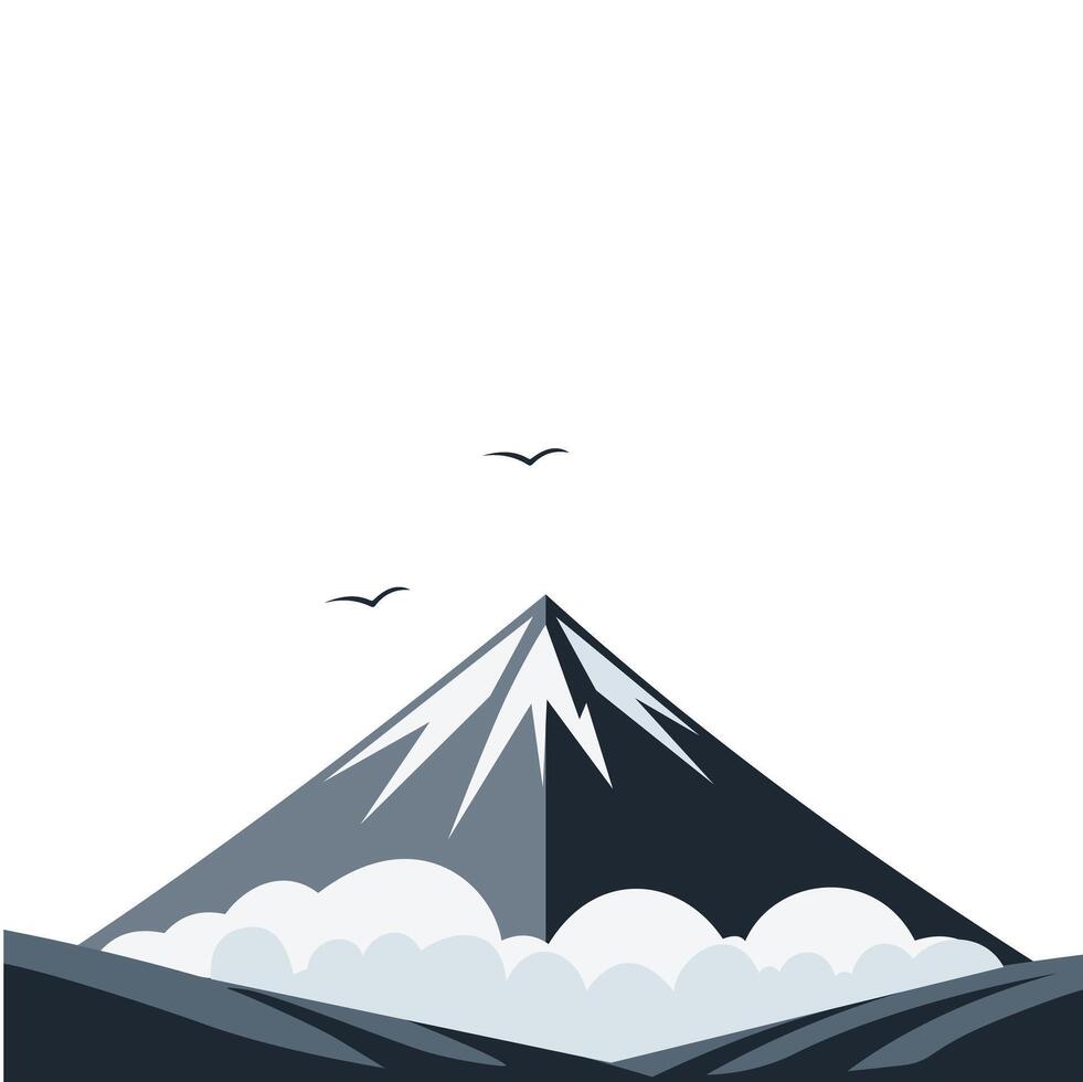 Minimalist black and white Mountain with Thin Fog in the Valley vector