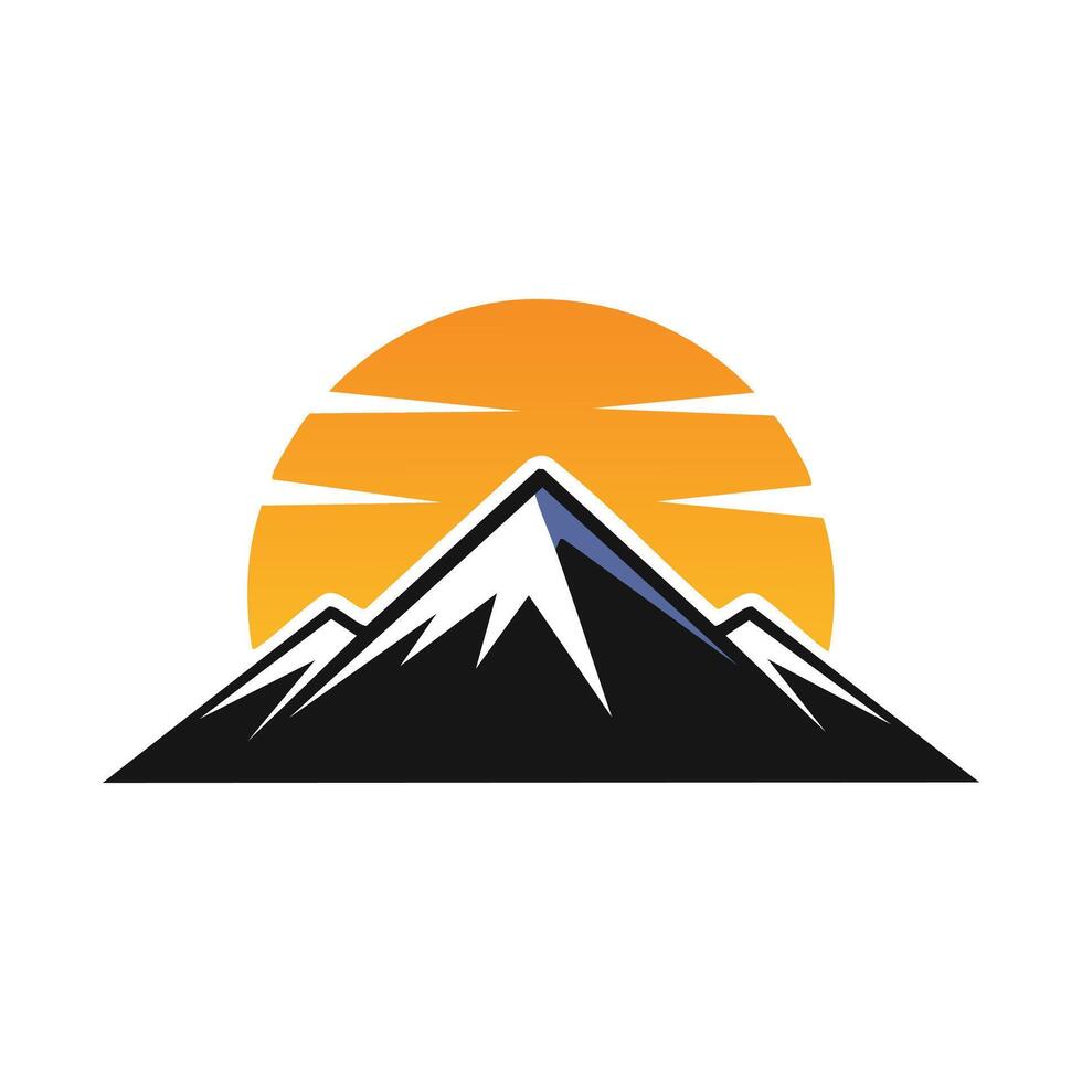 Minimalist black and white Sunrise on Snow Mountain vector