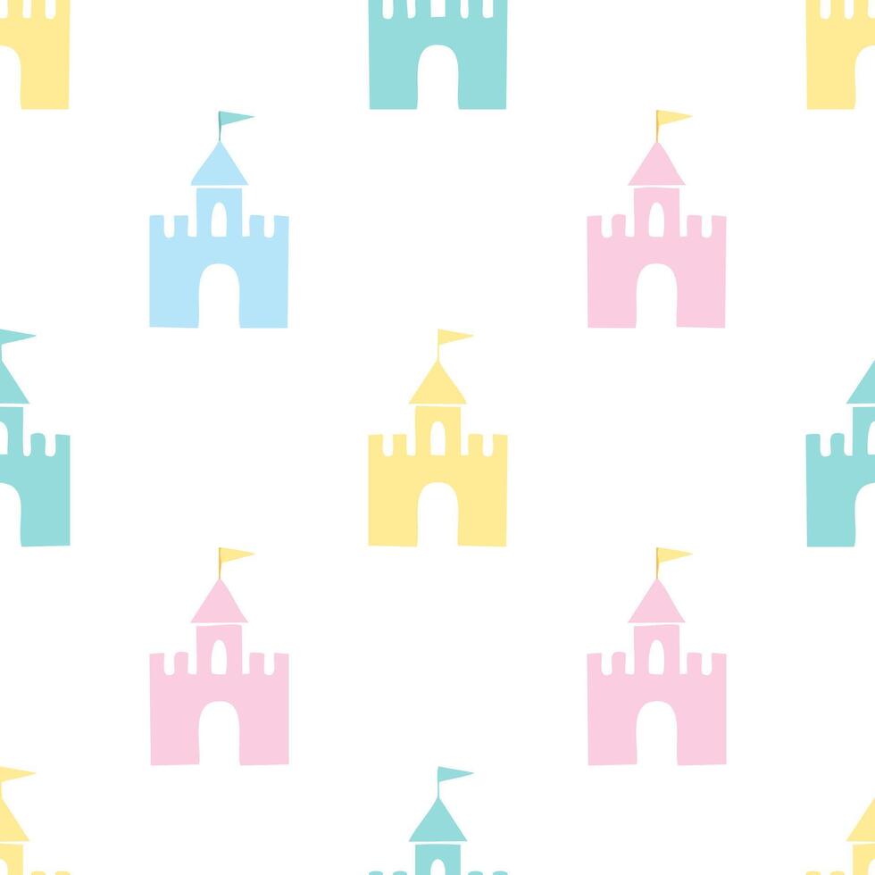 seamless pattern small castle pastel colors vector