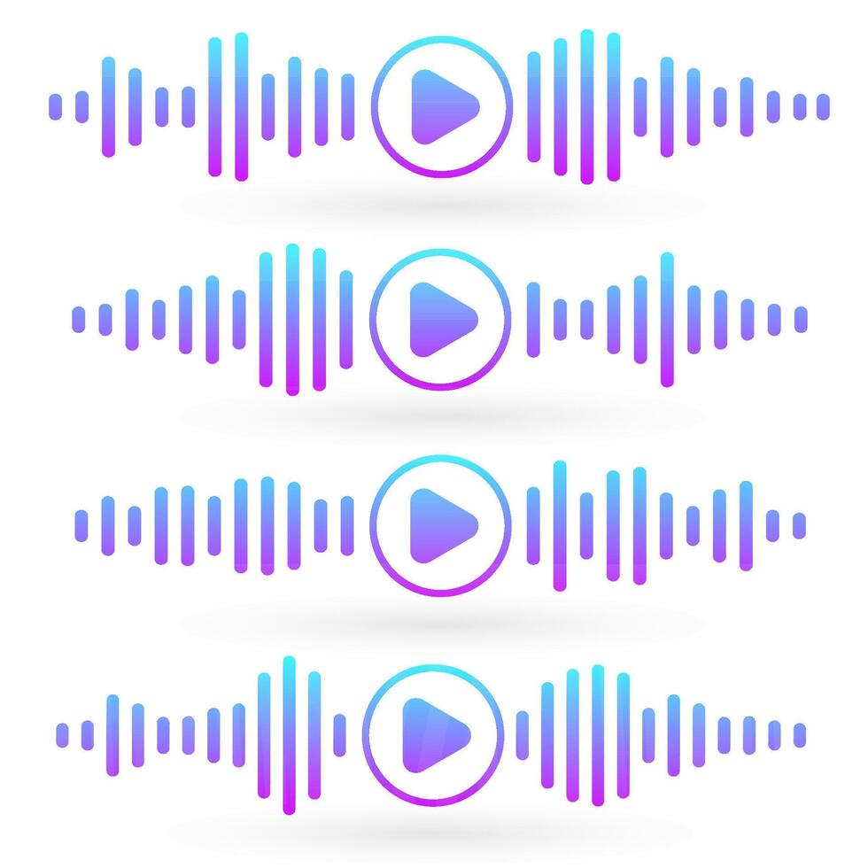 Set of equalizer waves on white background. Audio frequency bars, sound wave graphic, music visualization, EQ bars, dynamic audio spectrum, digital sound design. vector