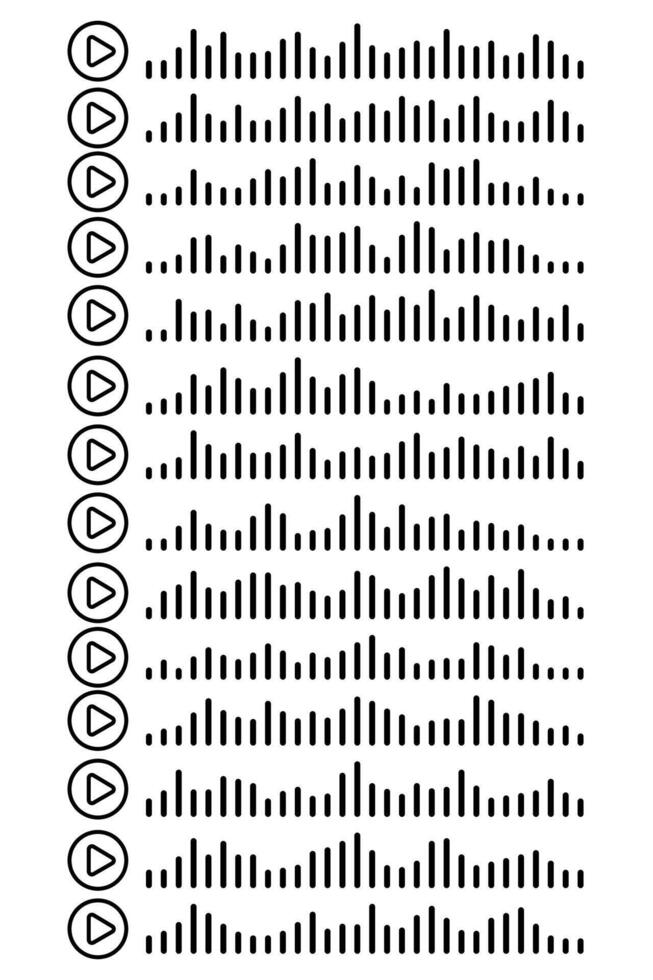 Wave icon for audio. Sound frequency, voice message, podcast waveform, music signal, EQ pattern, audio visualization, digital sound symbol, sound design element. vector