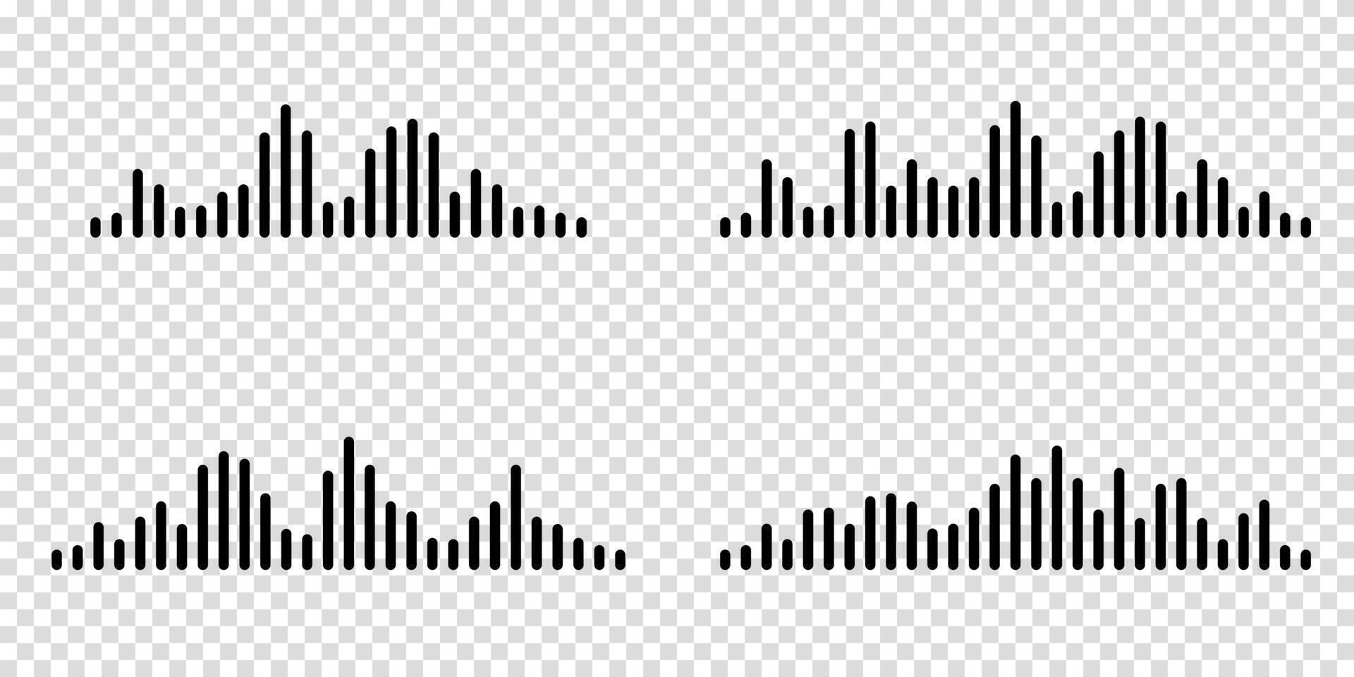 Audio wave for podcast. Voice message design, sound icon, EQ waveform, digital frequency pattern, music signal, communication symbol, sound spectrum graphic. vector