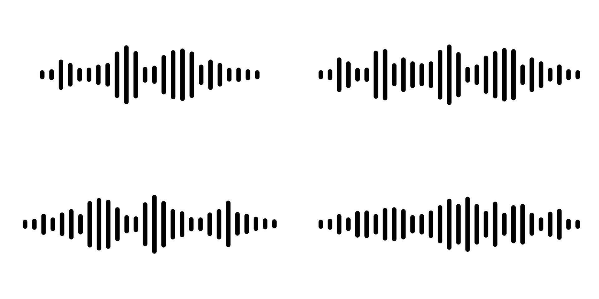 Set black sound waves of the equalizer isolated on white background. Clipart Illustration vector