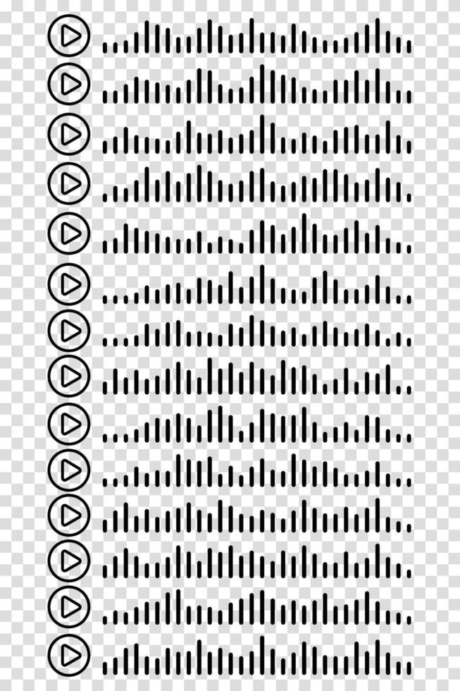 Sound wave icon. Audio signal, song representation, voice message symbol, podcast wave set, EQ bars, audio spectrum, music waveform design, digital sound graphic. vector