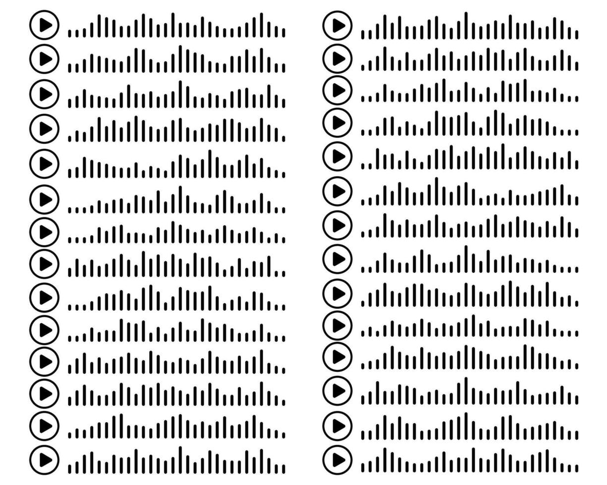 Audio wave icon. Sound symbol, song waveform, voice message, podcast waves, EQ graphic, sound frequency pattern, digital audio element, music signal design. vector