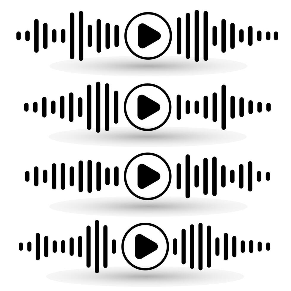 Voice message icon with sound wave and microphone. Black symbol for podcast, audio message, communication app, flat design for web, banner, media, user interface. vector