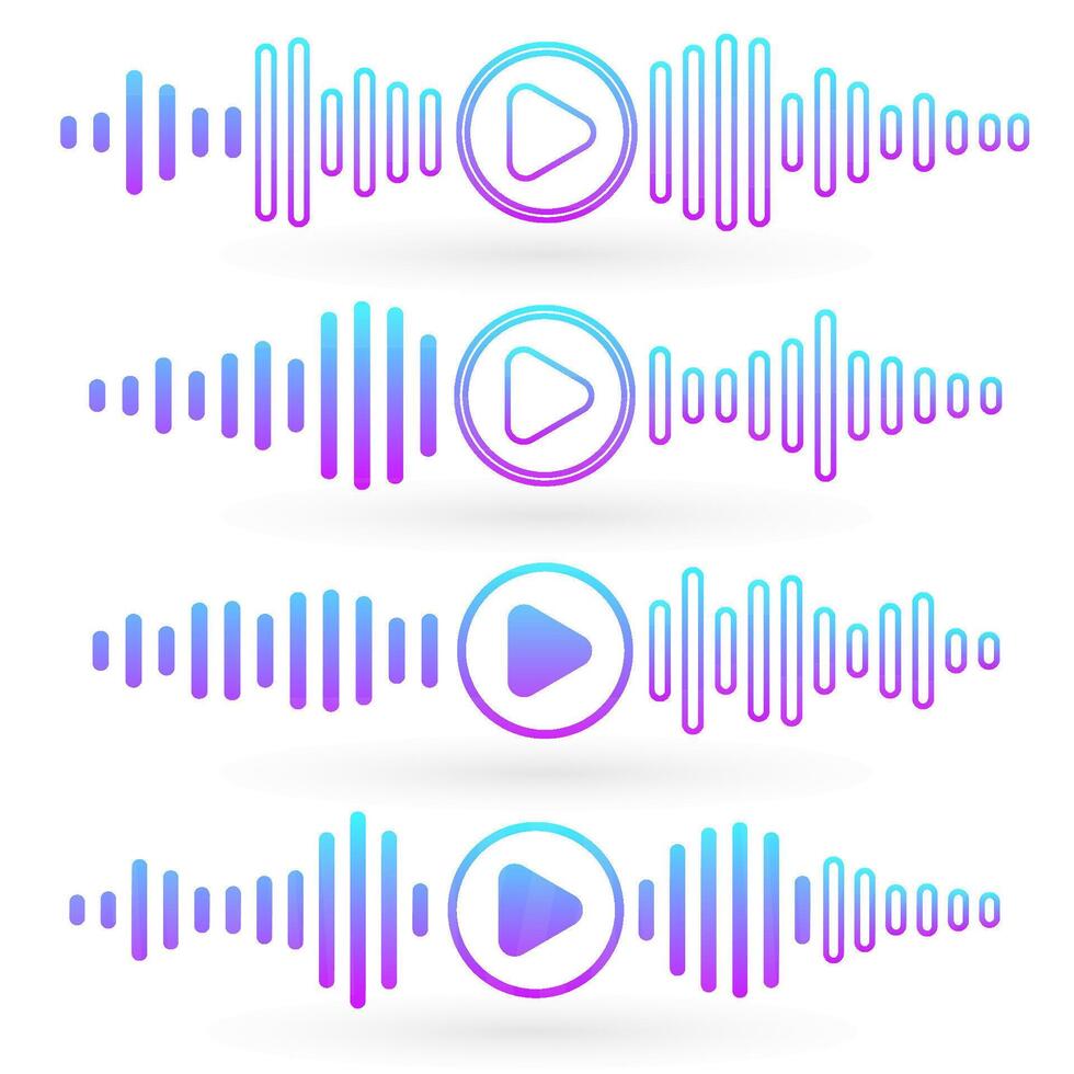 Equalizer waves set. Audio frequency bars, sound wave pattern, music visualization, dynamic EQ bars, digital audio spectrum. vector