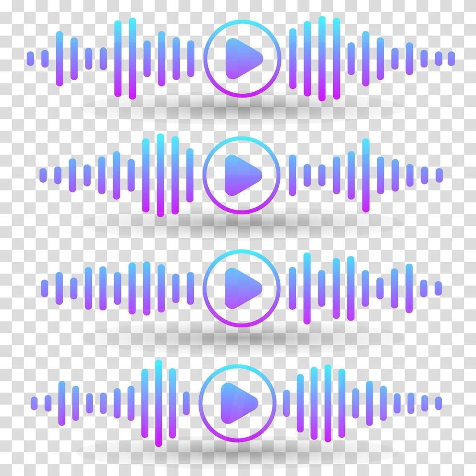 Set of equalizer waves. Audio frequency bars, sound wave graphic, music visualization, EQ bars, dynamic audio spectrum, digital sound design. vector