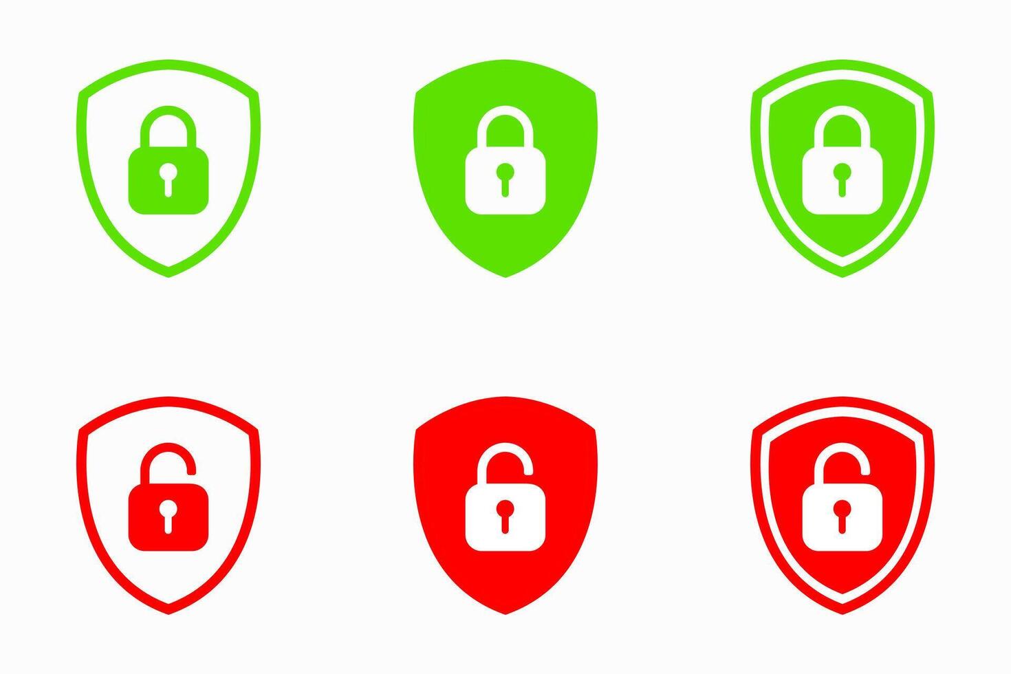 Set of Shield Lock and Unlock Icon. Symbol padlock vector