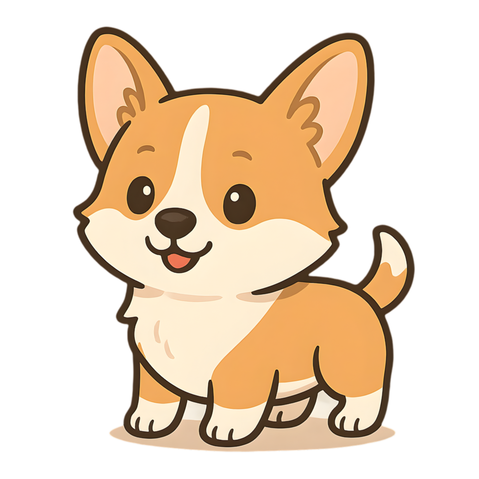 Charming chibi corgi dog illustration transparent background cute animal graphics whimsical style for design projects png