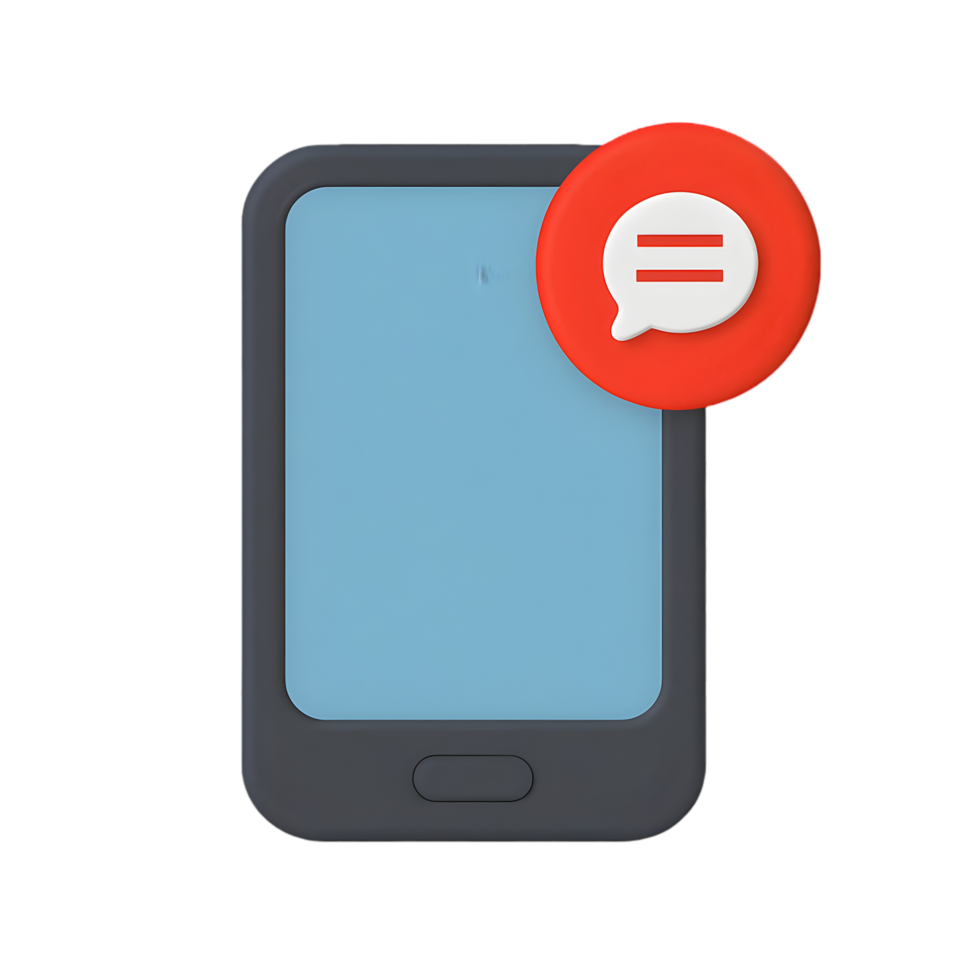 Instant communication smartphone with message notification icon digital graphic minimalist design modern aesthetic png