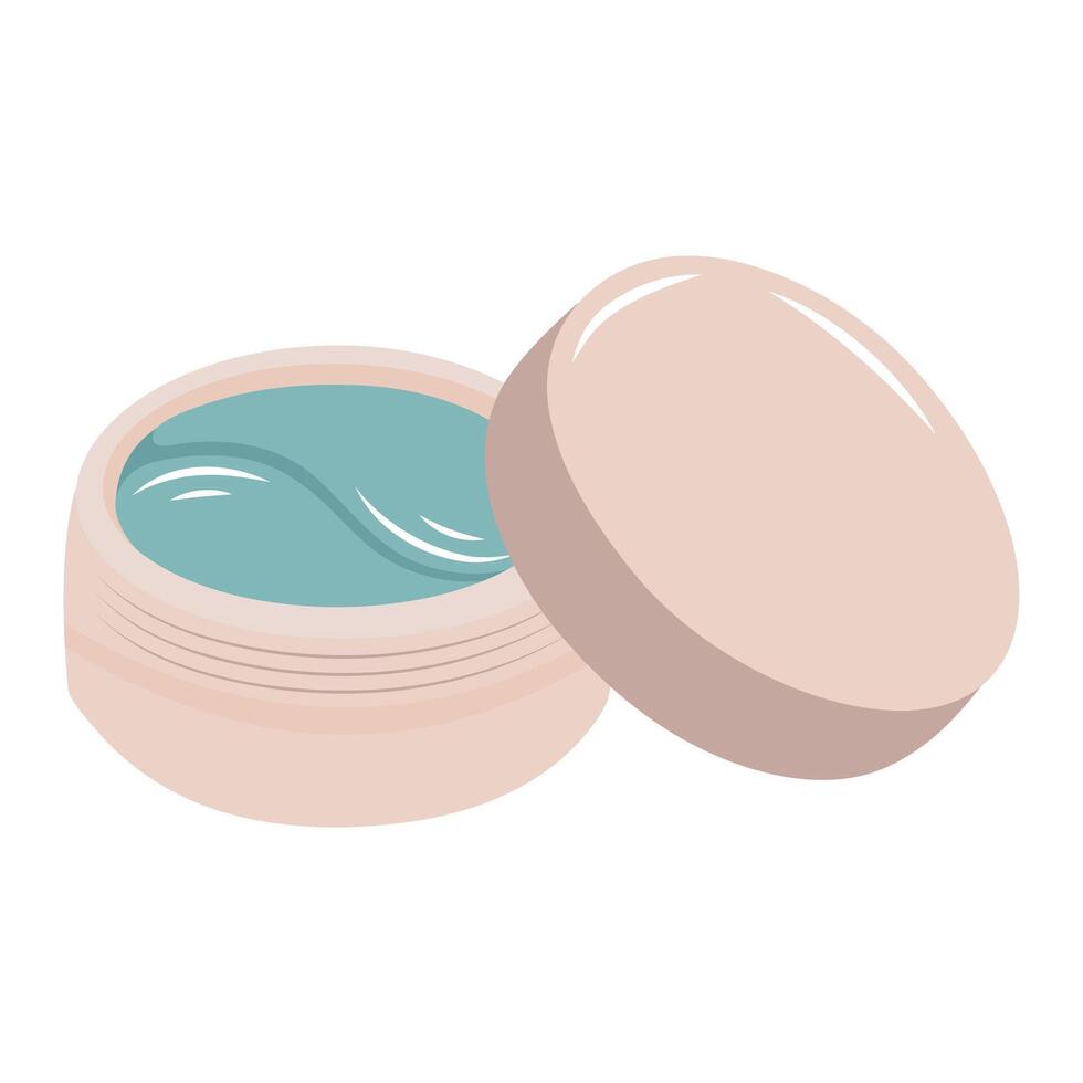 Hydrogel eye patches in box. Makeup cosmetic product. Cartoon flat illustration. vector