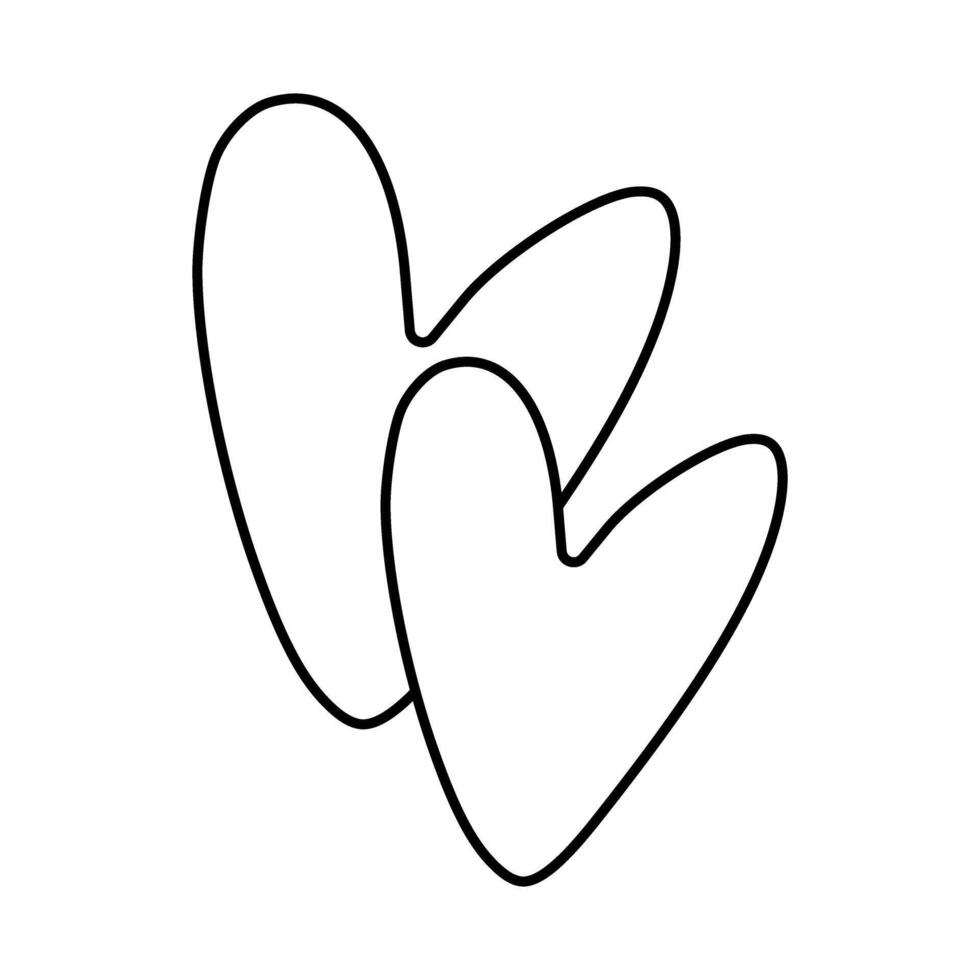 Two hearts icon in outline style isolated on white background. illustration. vector