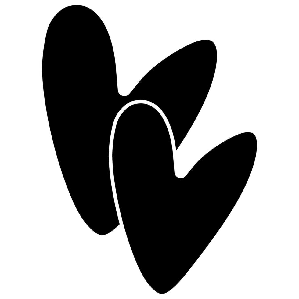 Two hearts in black and white. illustration on a white background. vector