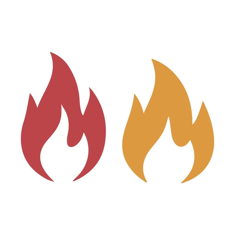 Stylized Flame Icons Minimalist Red and Orange Fire Symbols in Flat Design vector