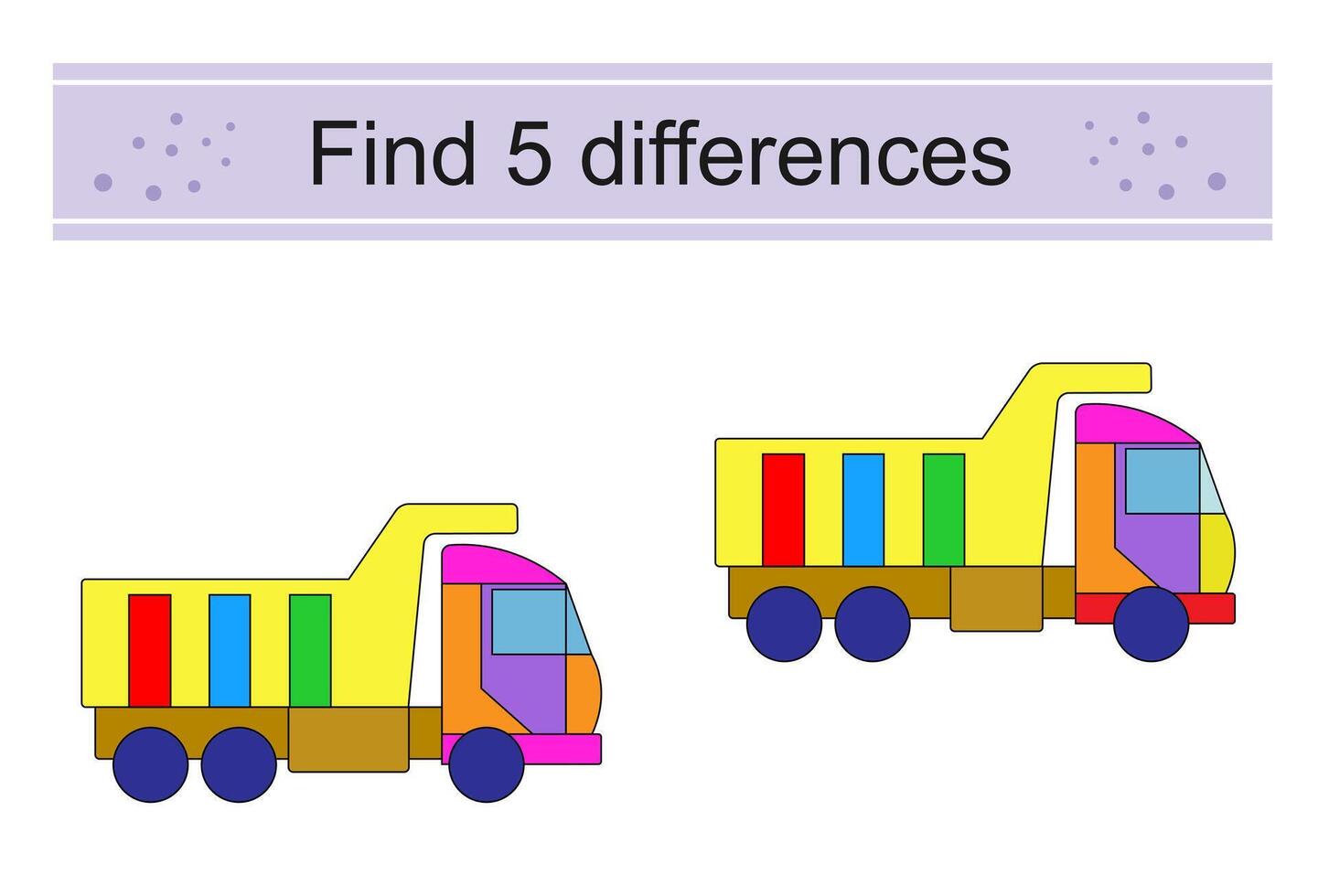 Find 5 differences. Logic puzzle game for kids. Preschool worksheet activity. vector