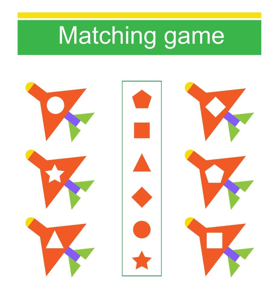 Matching game. Task for the development of attention and logic. illustration of the cartoon airplane. vector