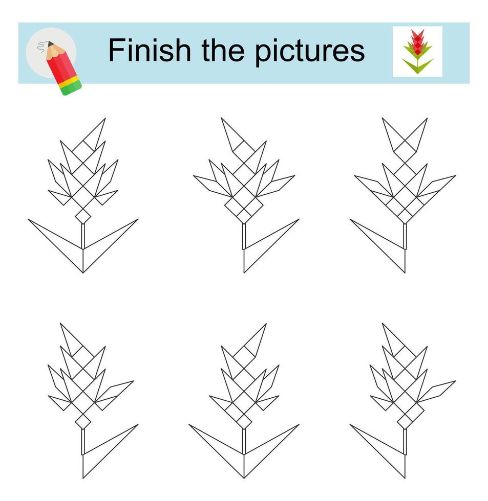 Activity for kids Finish the pictures so that they all look the same. vector