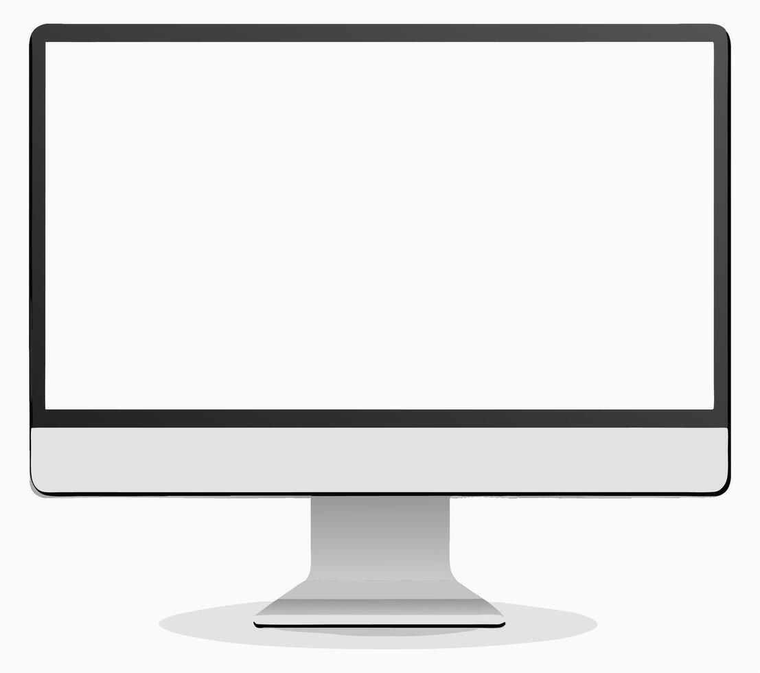 Silver and Black Monitor with Sleek Base Design vector