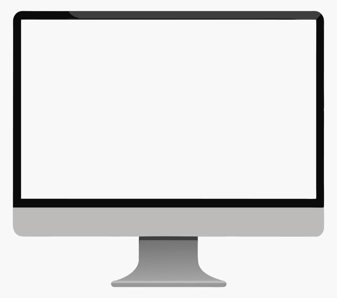 Modern Slim Computer Monitor with Silver Finish vector