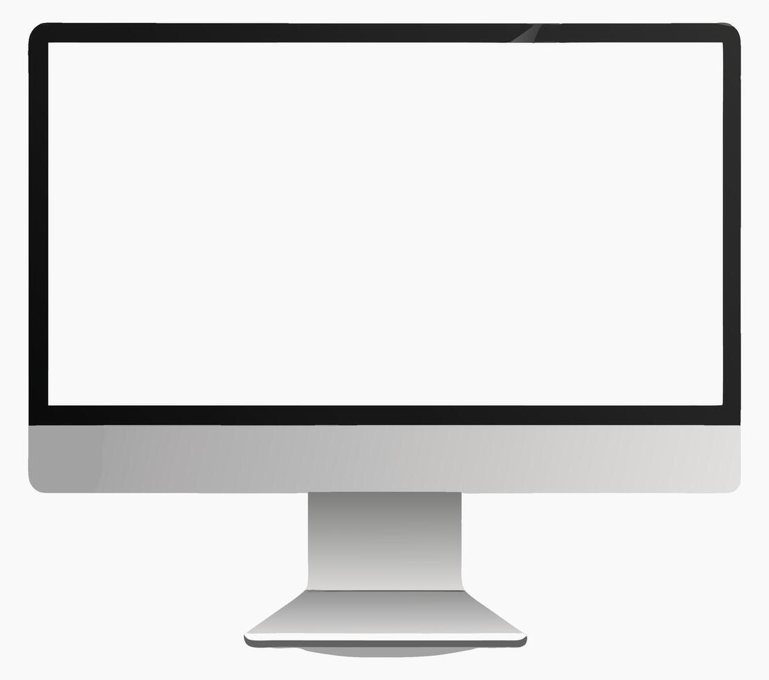 Streamlined Silver Computer Screen with Black Border vector
