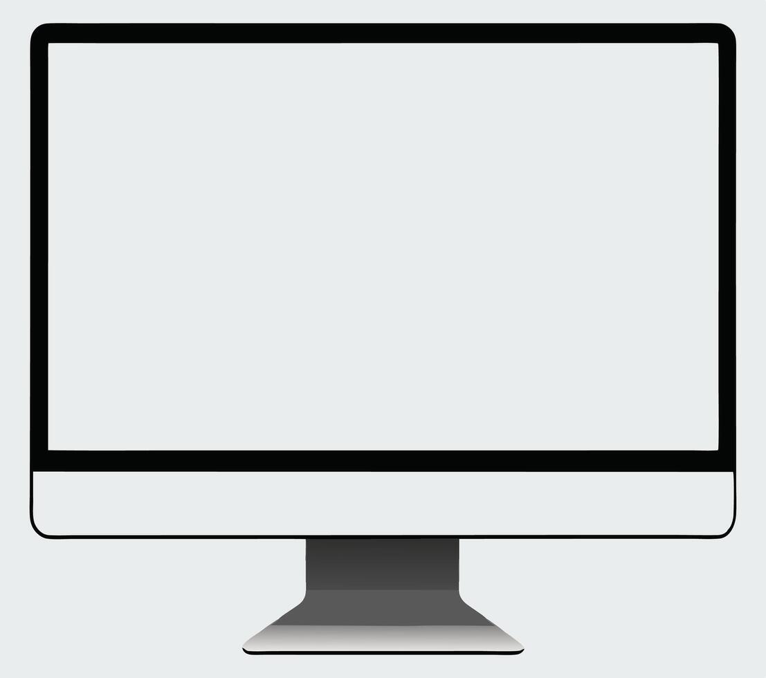 Elegant Computer Monitor with White Blank Screen vector