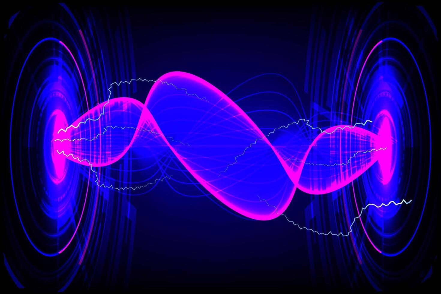 Abstract hi-tech and Technology background. Light waves glowing on a blue digital background with curved lines and futuristic energy design. vector