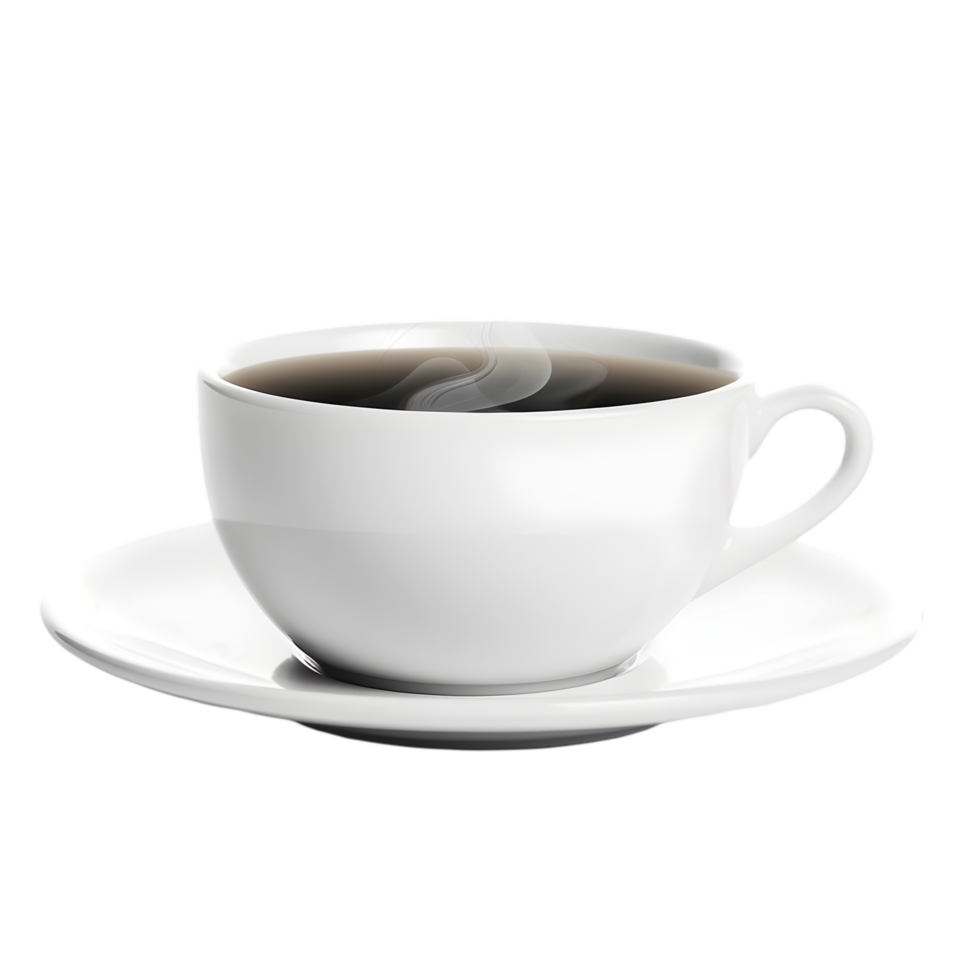 Minimal coffee cup with steam swirl on transparent background isolated drink scene in clean environment png